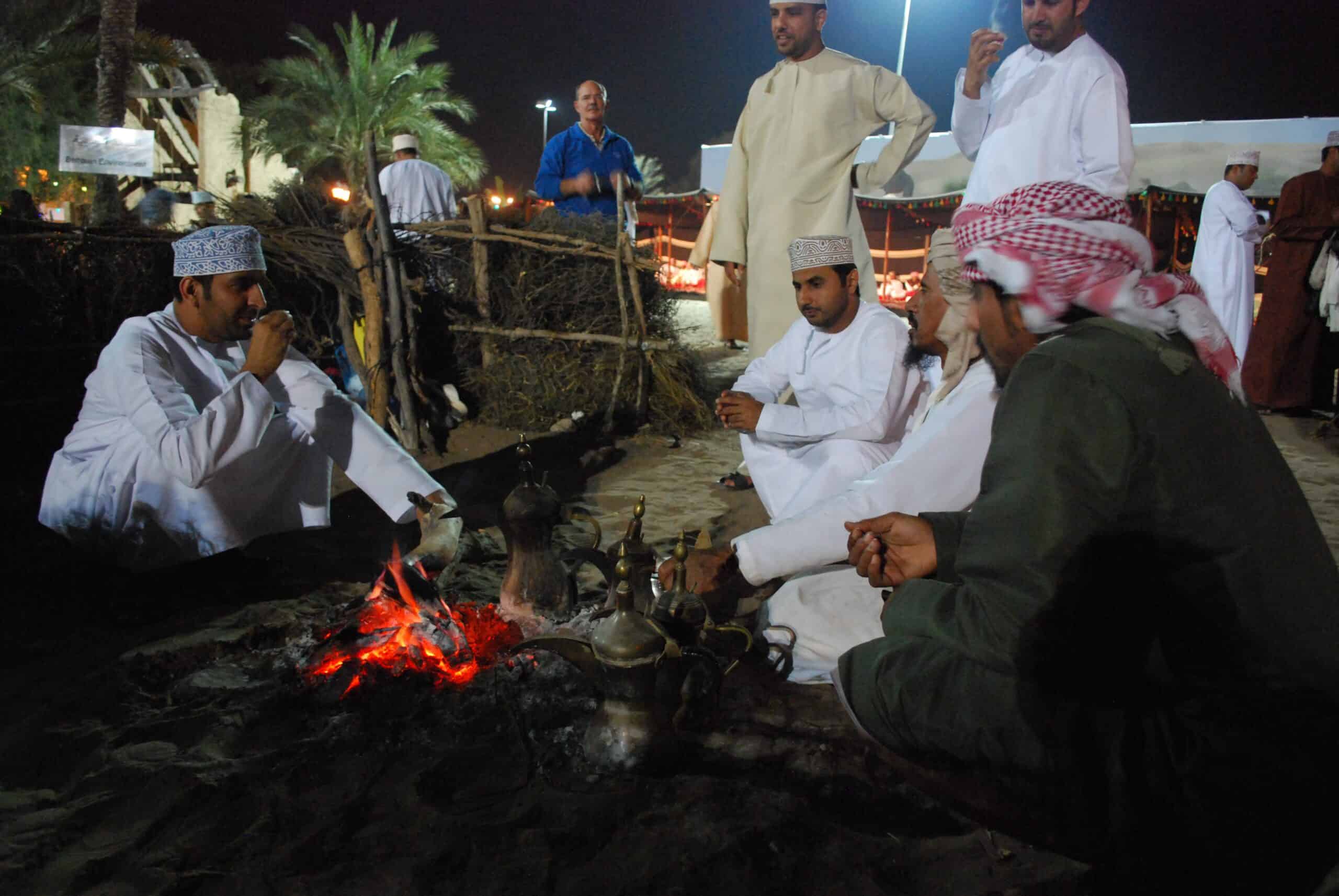 Omani men enjoying an evening in the soukh